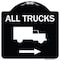 Signmission Trucks All Trucks W/ Truck & Right Arrow Heavy-Gauge Aluminum Sign, 18" x 18", BW-1818-22782 A-DES-BW-1818-22782 - alternate 1